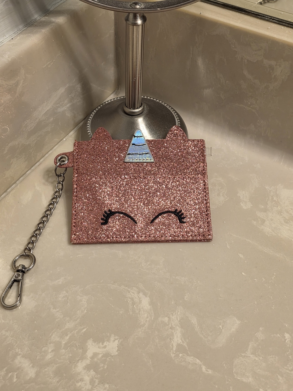 Madden Girl Glitter Unicorn Card Holder Keychain